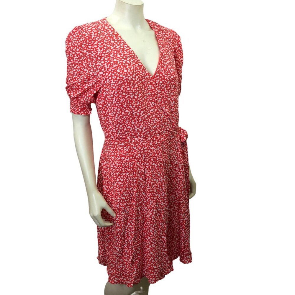 BANANA RUPUBLIC WRAP AROUND smock puff sleeve DRESS SIZE 10